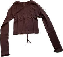 Load image into Gallery viewer, Long Sleeve Top with Front Ruching &amp; Tie