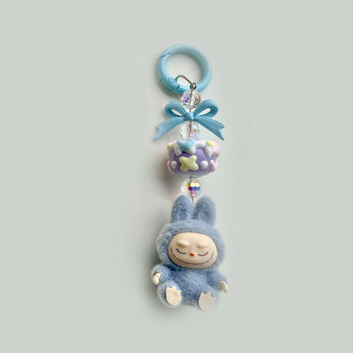 Flocked Mini Labubu Candy Keychain Bag Pendant