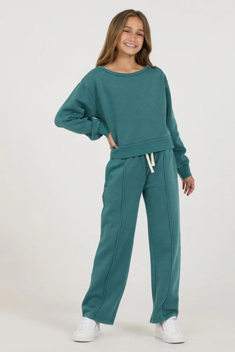 Teal Off Shoulder Sweatshirt