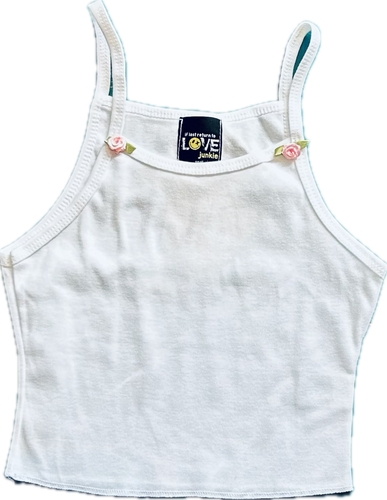 Baby Ribbed Cami with Rosette White