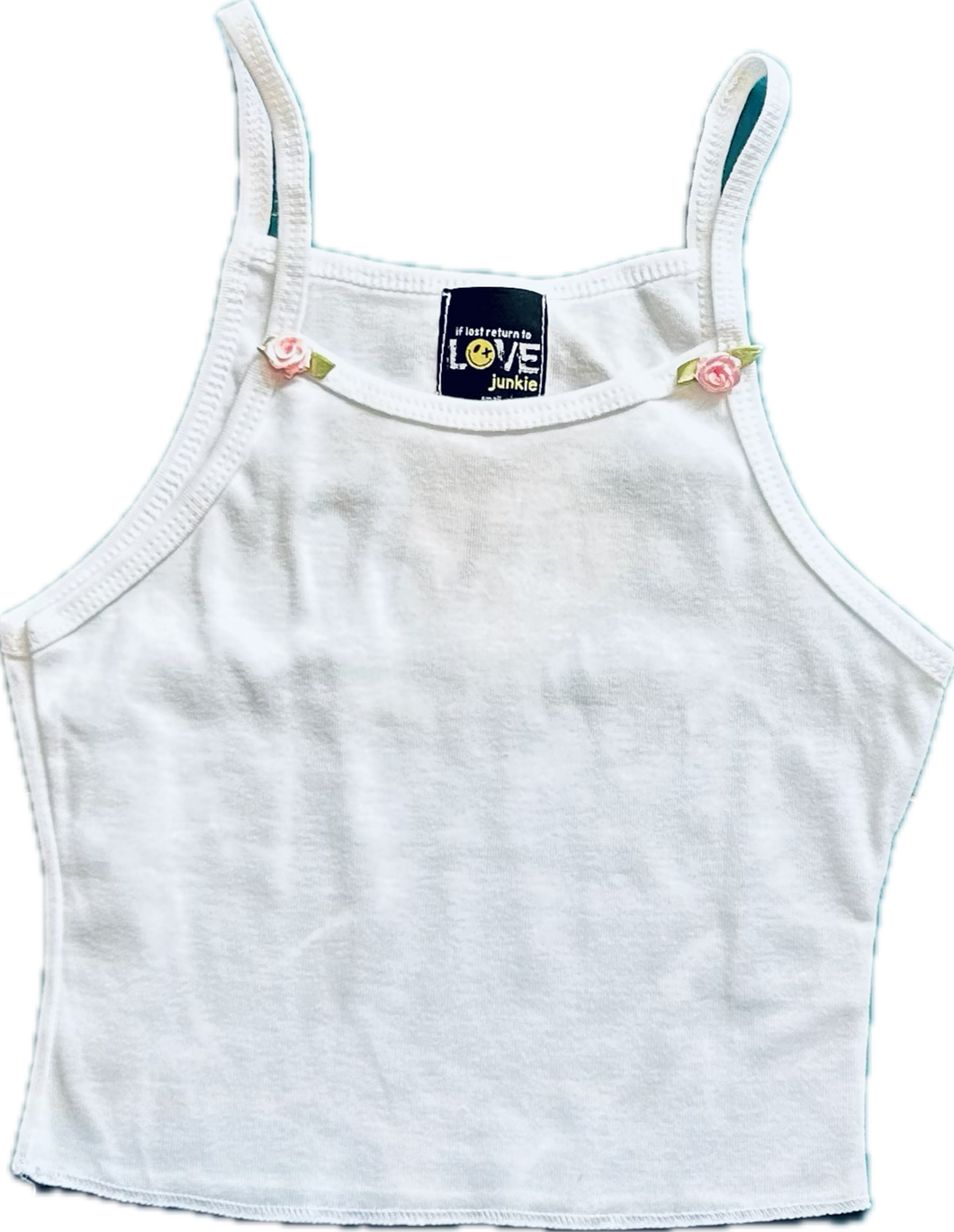 Baby Ribbed Cami with Rosette White