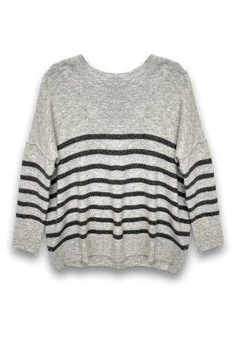 Nellie Sweater - Tween - Grey Stripe