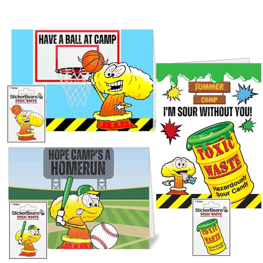 Toxic Waste Set of 3 Greeting Cards with Stickers