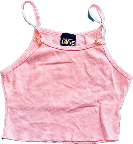Ribbed Tank Rosette Baby Pink