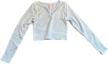 Load image into Gallery viewer, Long Sleeve V Neck Crop Ribbed Top