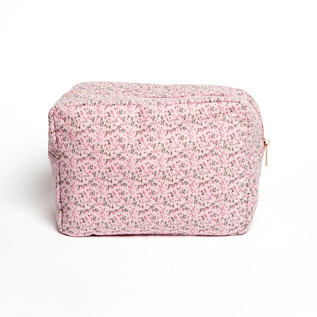 GRWM Ditsy Floral Pink Cosmetic Case - Large