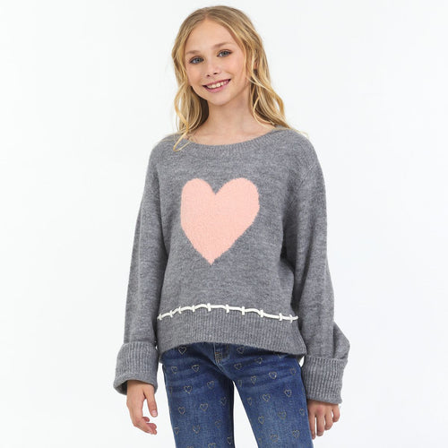 Pink Heart Knit Sweater