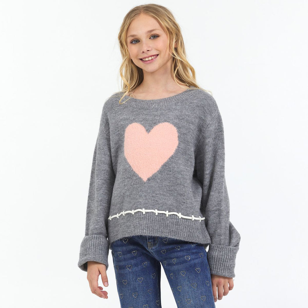 Pink Heart Knit Sweater