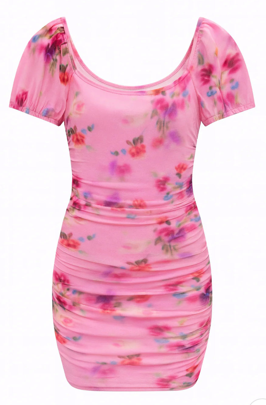 Pink Watercolor Anya Printed Dress