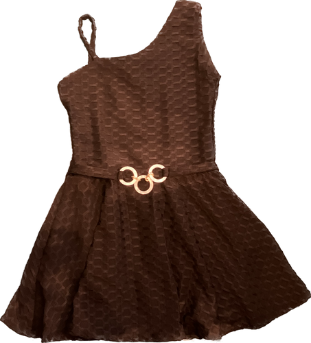 Black Belted One Shoulder Dress
