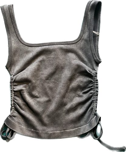 Black Mineral Wash Side Ruching Tank