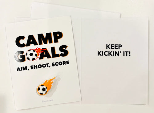 Camp Goals! Greeting Card with Soccer Ball Shoe Charm