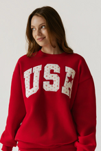 Load image into Gallery viewer, Red USA Crewneck Sweatshirt