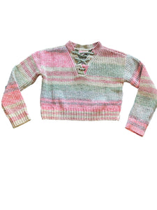 Criss Cross Mock Lace-Up V-neck Sweater