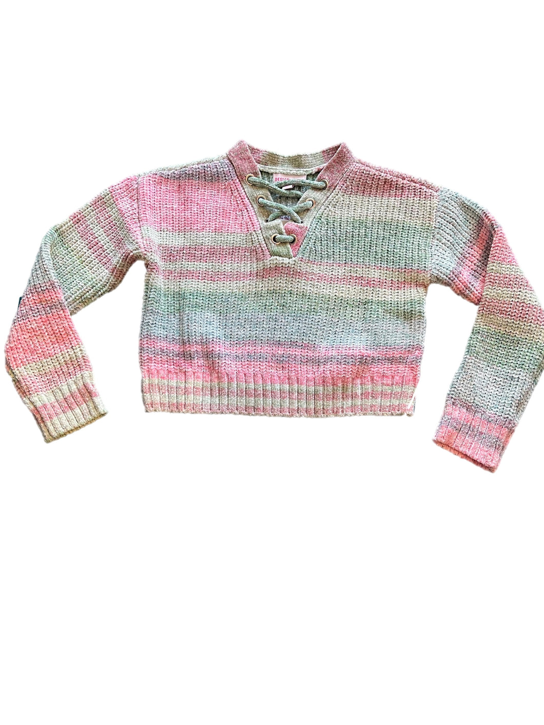 Criss Cross Mock Lace-Up V-neck Sweater