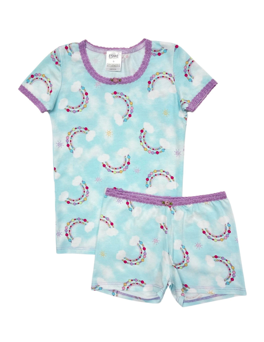 Rainbow Bead S/S Pajamas with Shorts