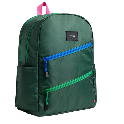 Olive Diagonal Zipper Kane Double Pocket Backpack
