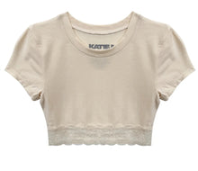 Load image into Gallery viewer, Lindsay Cropped Lace Trim Tee