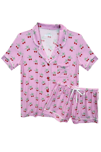 Cherry Bow Print Lily Lounge Set - Junior