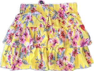 Yellow Floral Top and Skirt Set