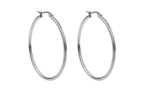 Hoop Earrings - Multiple Sizes - Silver - Large 1.57