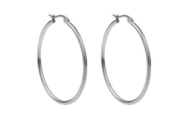 Hoop Earrings - Multiple Sizes - Silver - Large 1.57