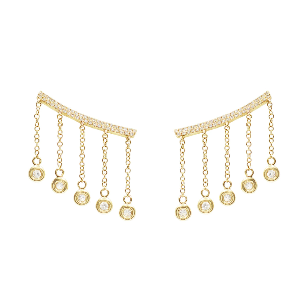 Cleo Ear Crawler Earrings With Crystal Drops