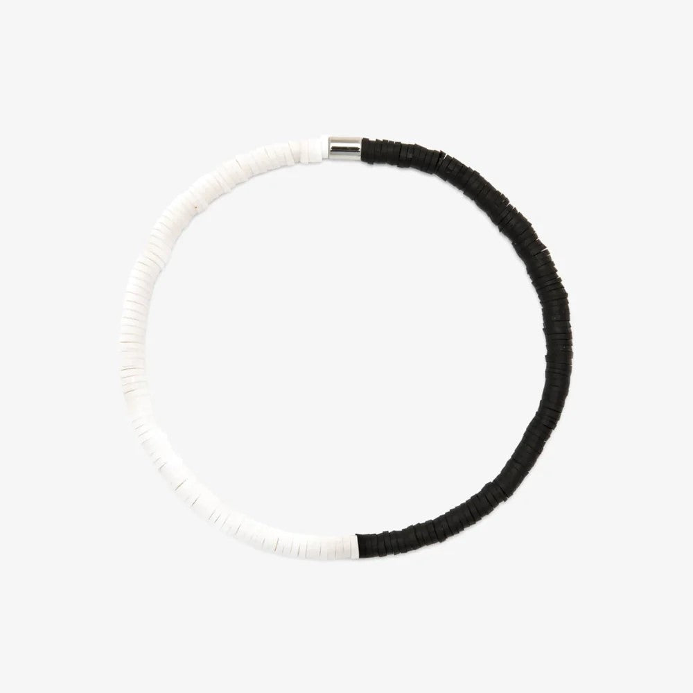 Seascape Vinyl Disc Stretch Anklet - Black and White