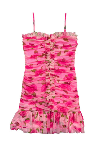 TWEEN BOBBI ROSE MESH RUFFLE DRESS