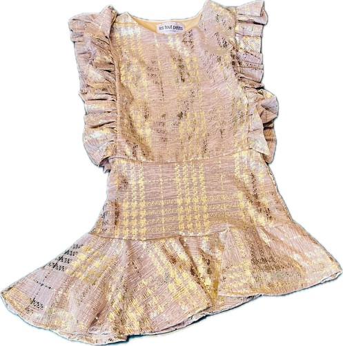 Champagne Plaid Ruffle Dress