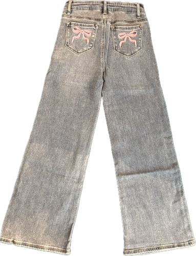 Tractr Bow Back Wide Leg Jeans