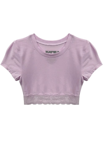 Lindsay Cropped Lace Trim Tee
