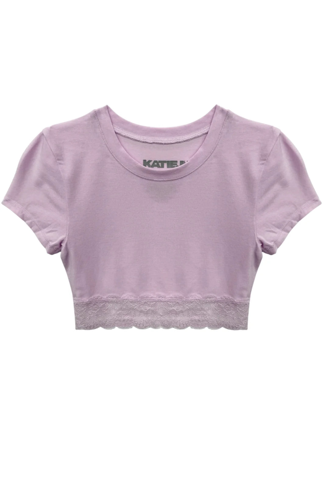 Lindsay Cropped Lace Trim Tee