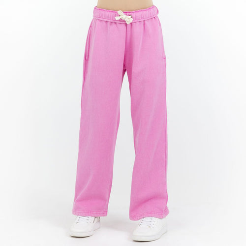 Washed Pink Wide Leg Fleece Pant