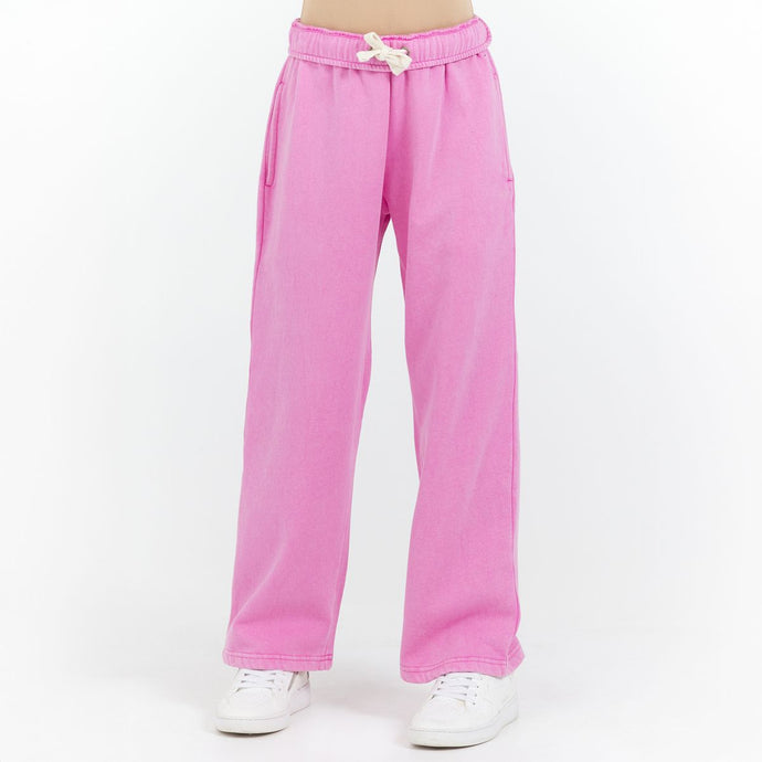 Washed Pink Wide Leg Fleece Pant
