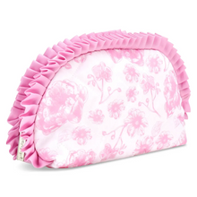 Load image into Gallery viewer, Pretty Pink Toile Oval Cosmetic Bag