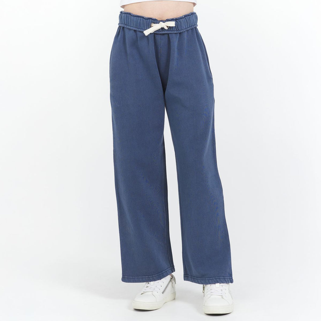 Washed Navy Wide Leg Fleece Pant