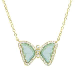 Mini Butterfly Necklace - Aqua Green