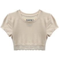 Load image into Gallery viewer, Lindsay Cropped Lace Trim Tee - Junior