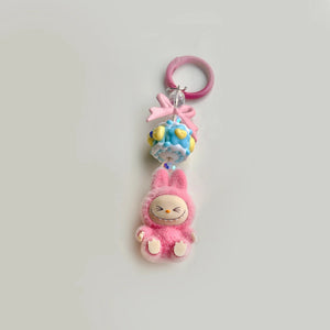 Flocked Mini Labubu Candy Keychain Bag Pendant