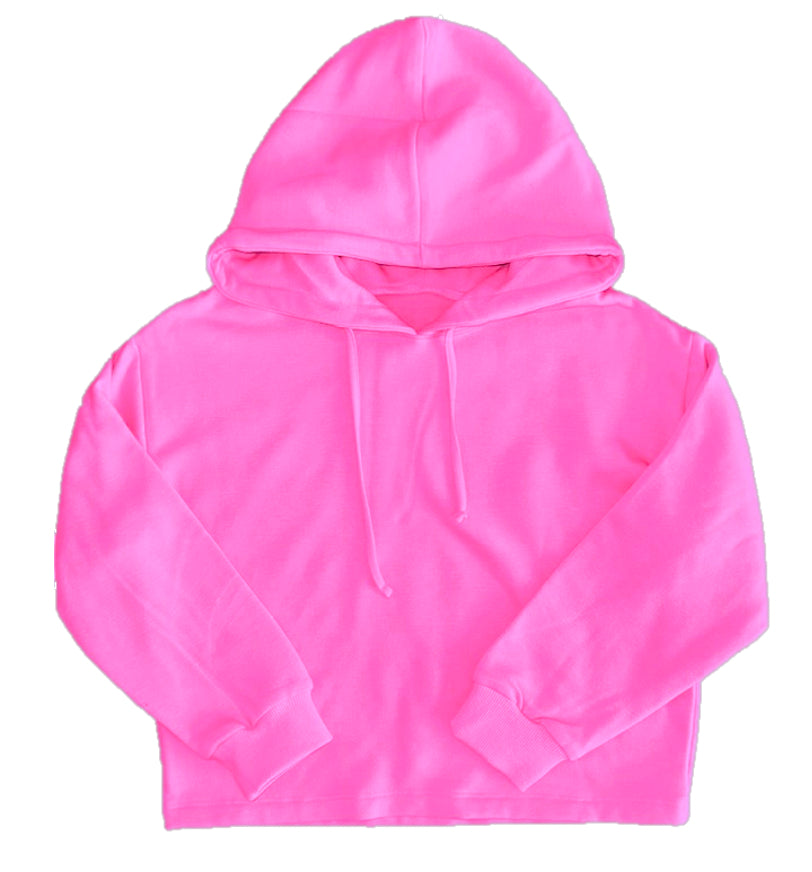 Flamingo Pink Cloud Hoodie with Raw Edge