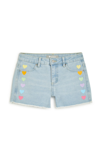 Rainbow Heart Denim Shorts