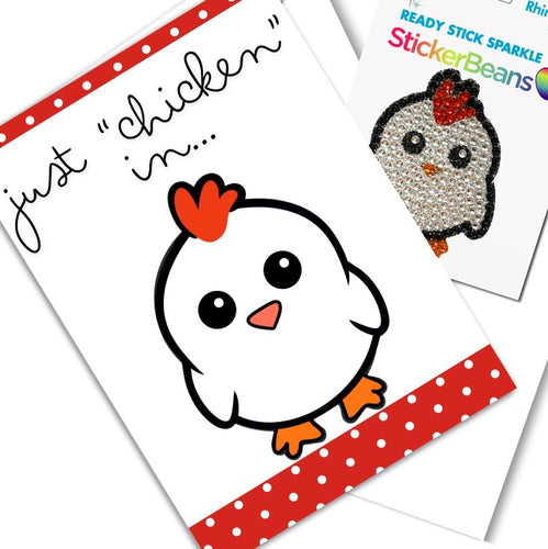 Just Chicken In Greeting Card and Stickerbean