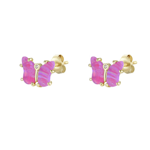 Mini Butterfly Opal Stud Earrings