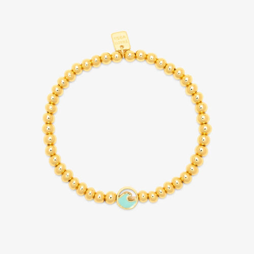 Enamel Wave Ball Bead Stretch Bracelet