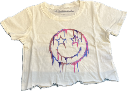 Drippy Happy Face Crop Tee