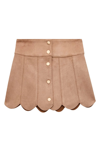 Autumn Scalloped Edge Button Up Skirt - Junior