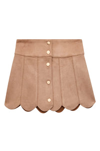 Autumn Scalloped Edge Button Up Skirt - Junior
