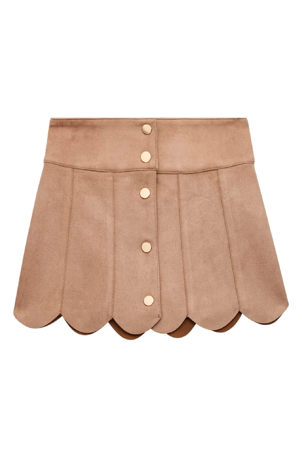 Autumn Scalloped Edge Button Up Skirt - Junior
