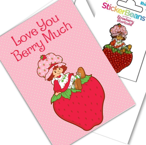 Love You Berry Much Greeting Card and Stickerbean